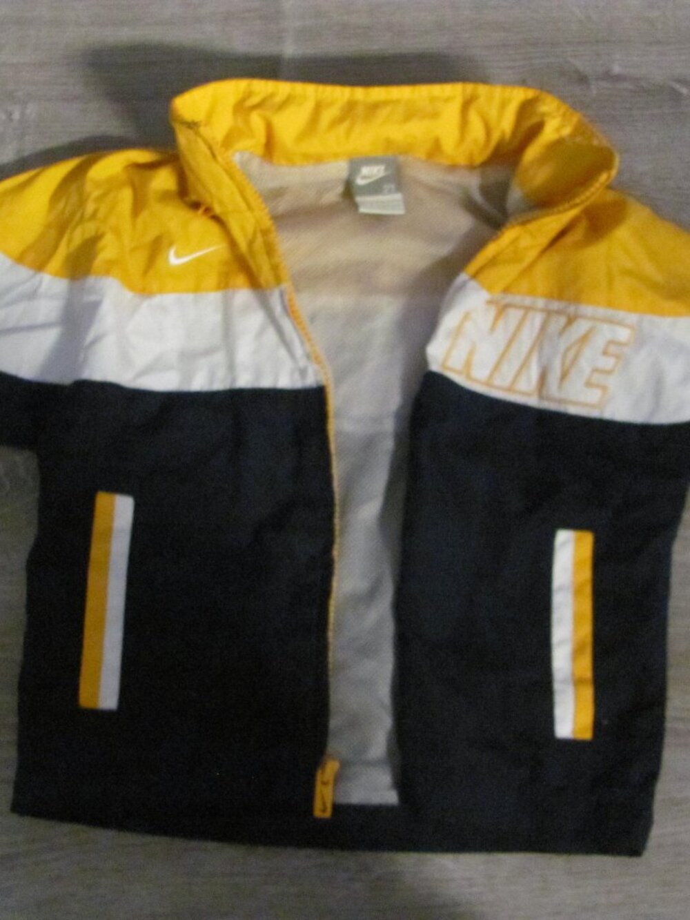 Kids Boys Nike Windbreaker Jacket Size 2T Yellow, Blue & White Logo NEW